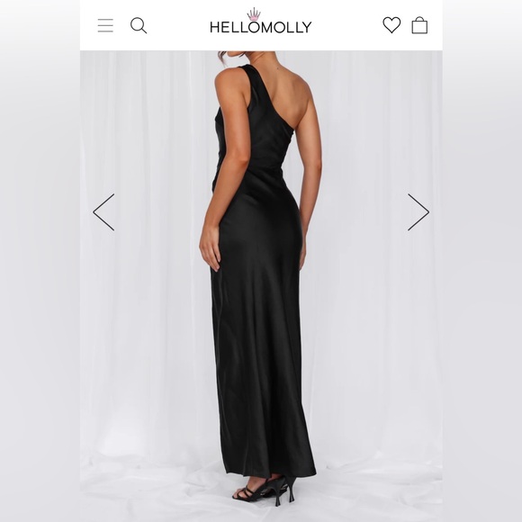 Hello Molly One Shoulder Aurora Black Satin Dresss - Picture 7 of 9